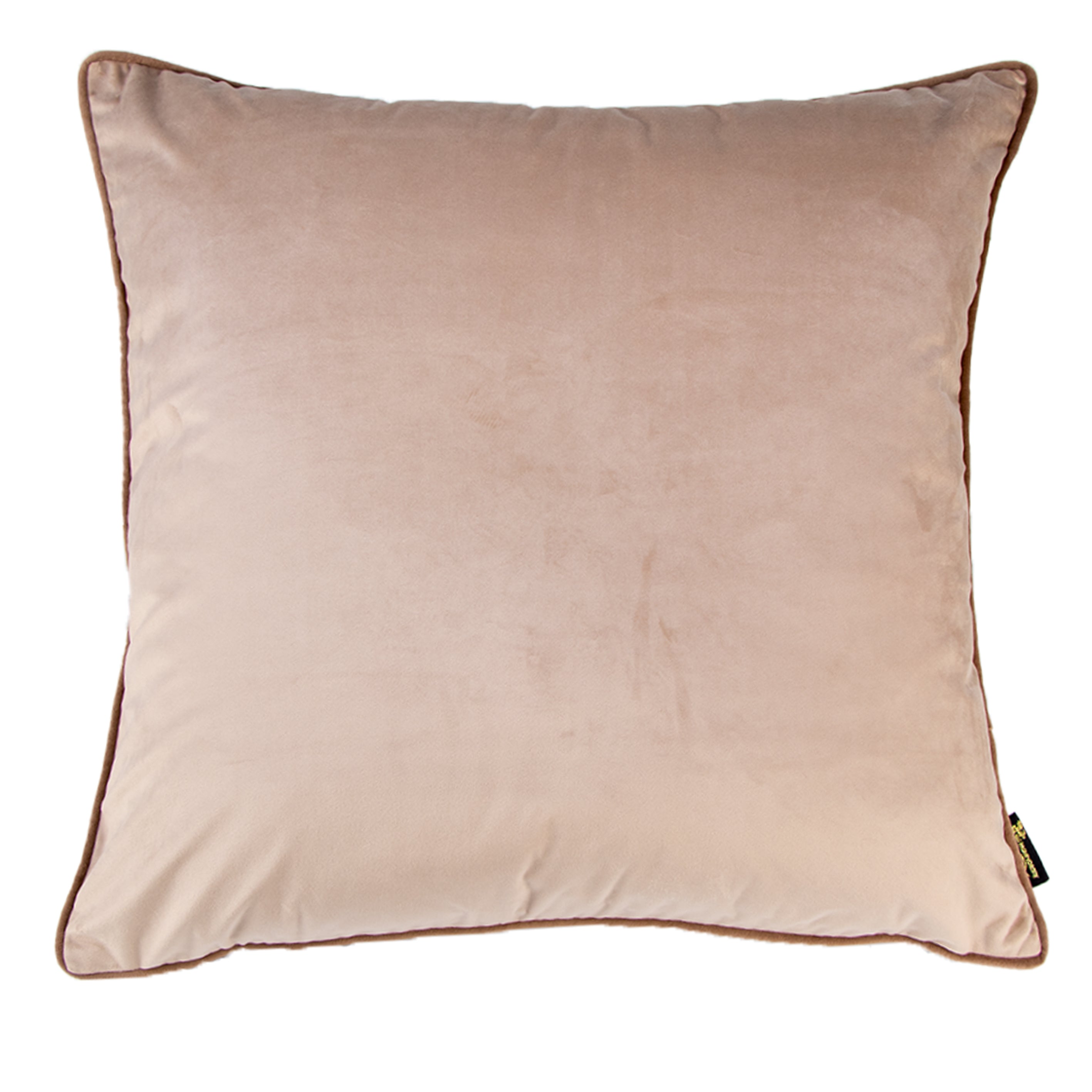 Malini Twofaced Velvet Choc/Taupe Taupe Piping Square Cushion
